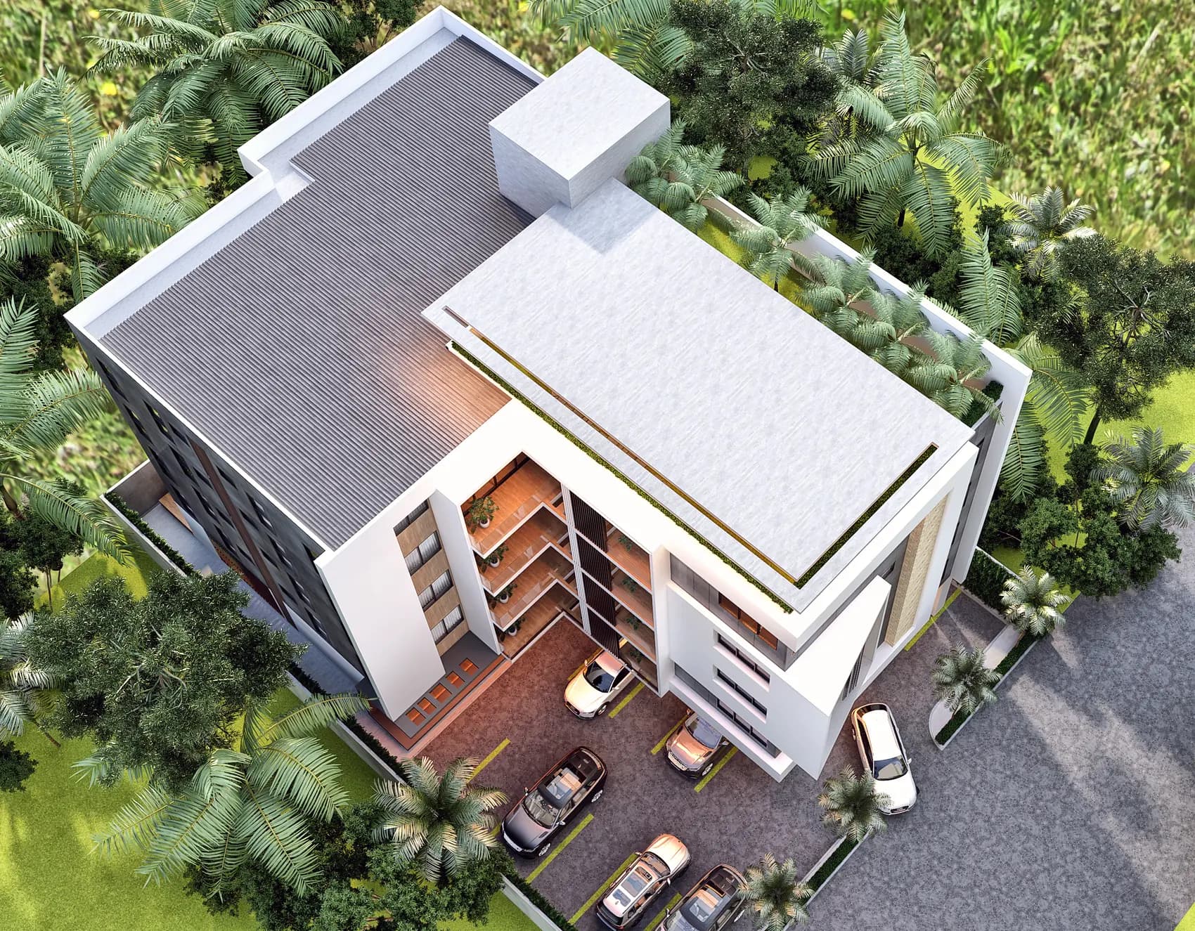Kanda Apartments, Apartments with rooftop lounge in Kanda, Accra — aerial view