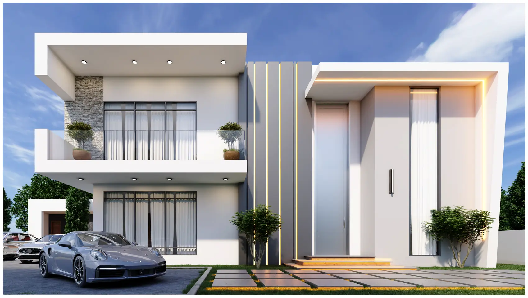 Fluted Screen House, Private residence — view