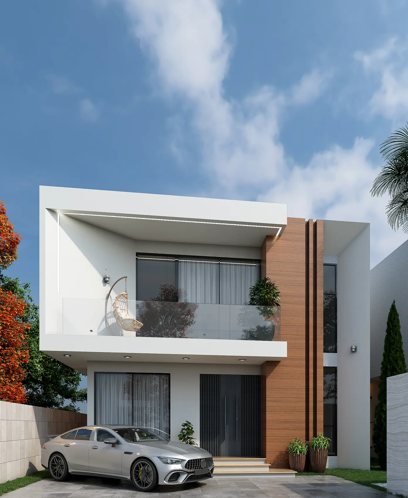 The Frame House, Private residence — front elevation