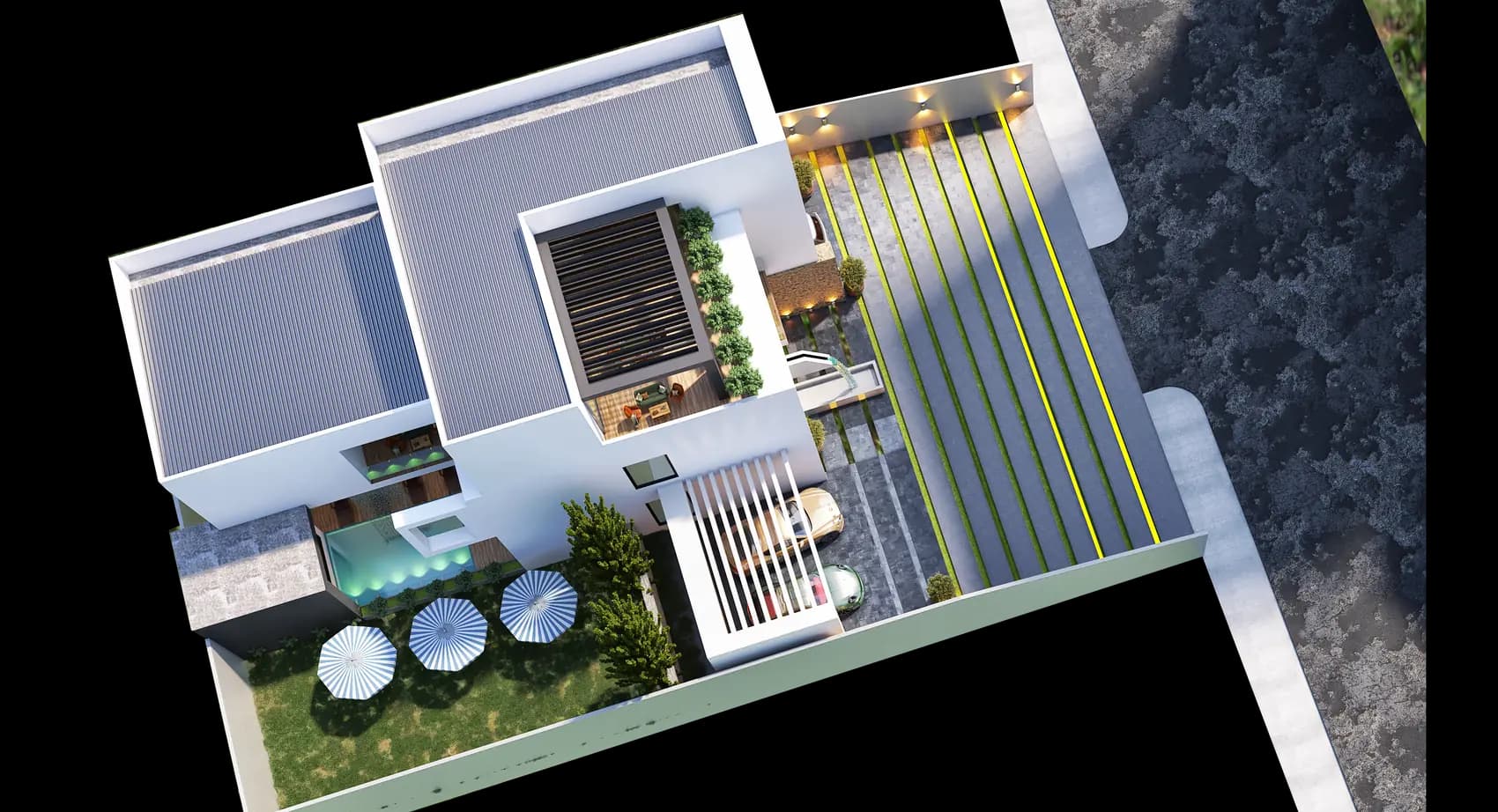 Gaucho House, Private residence — aerial view