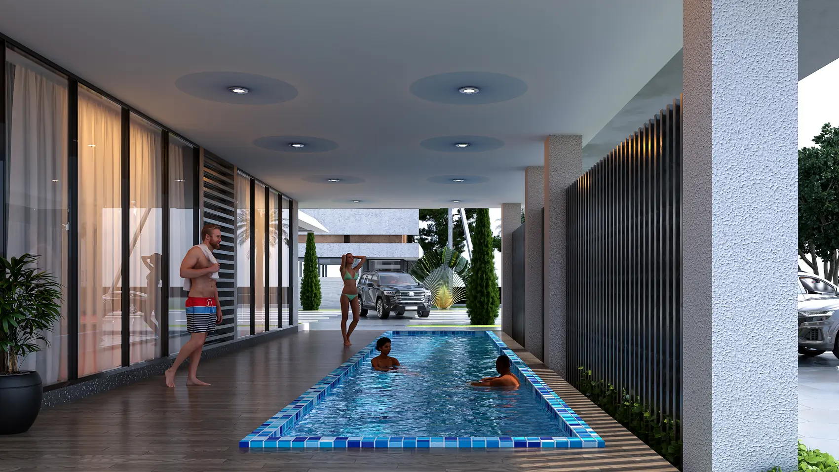 Palm Deck Apartments, Short-stay apartments — pool terrace