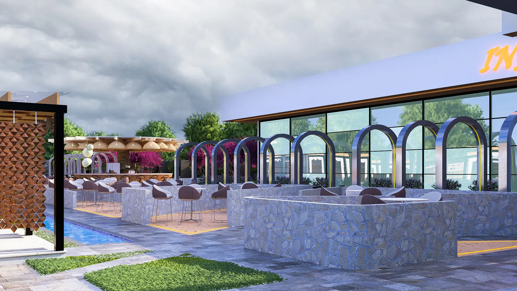 Pepe Gardens, Leisure and hospitality — view