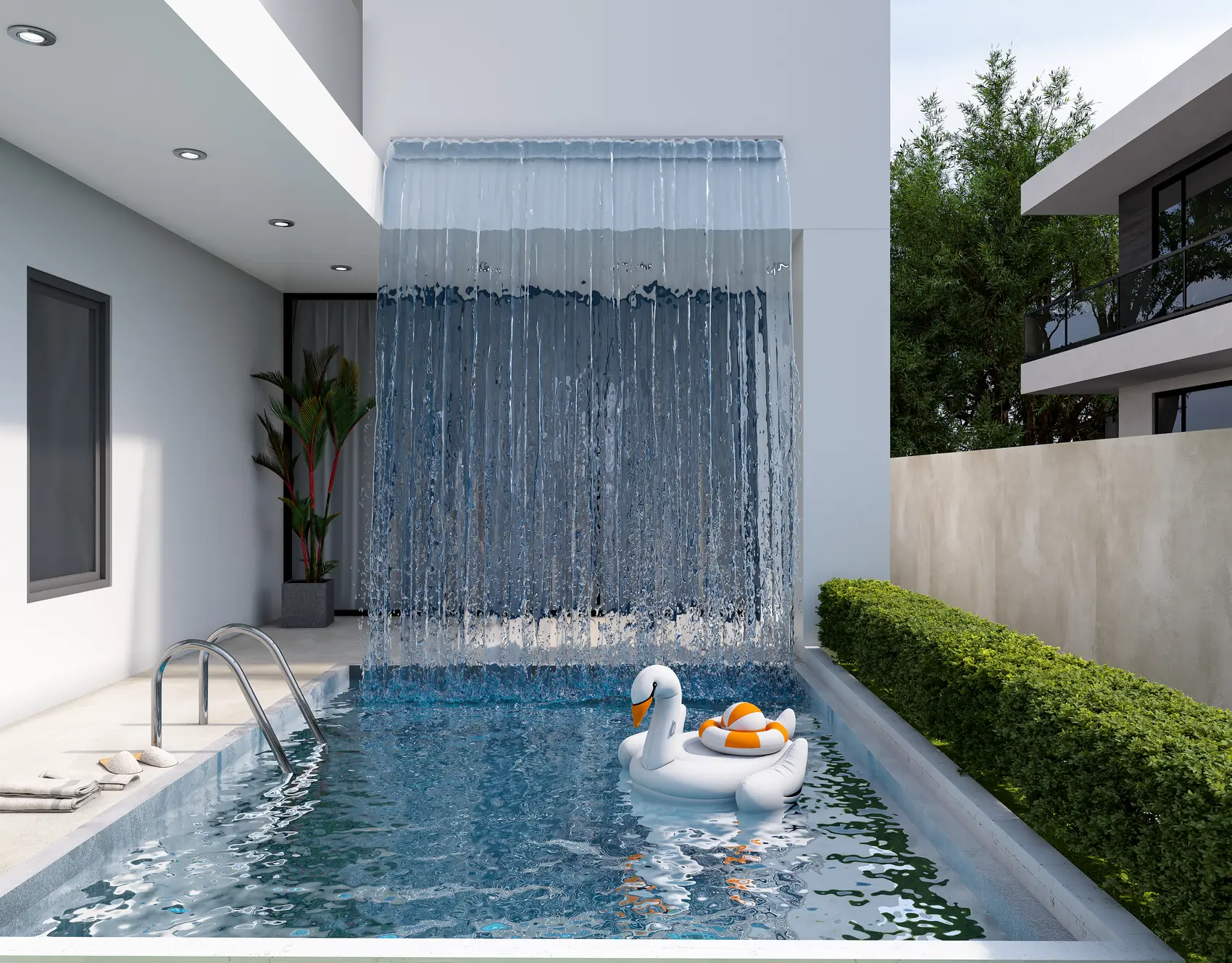 The Rain Curtain House, Private residence — view