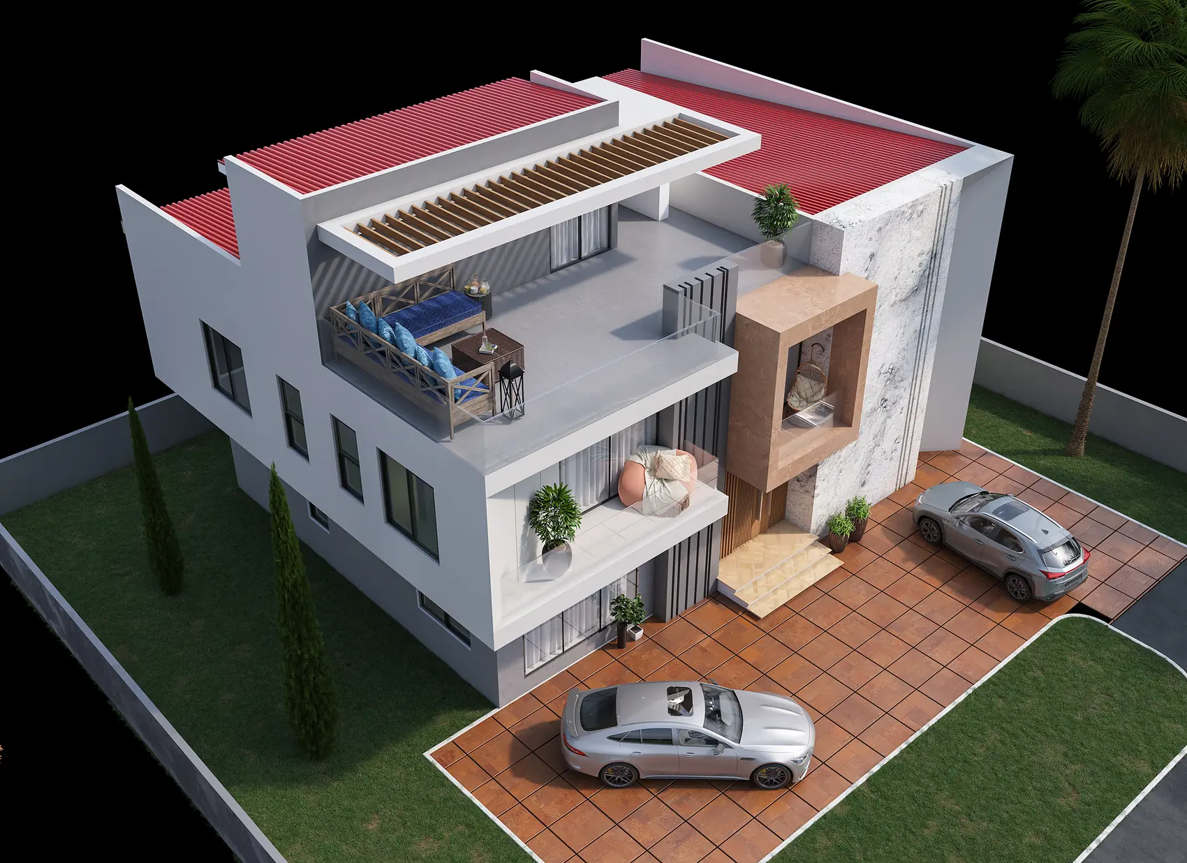 The Ribbed House, Private residence — view