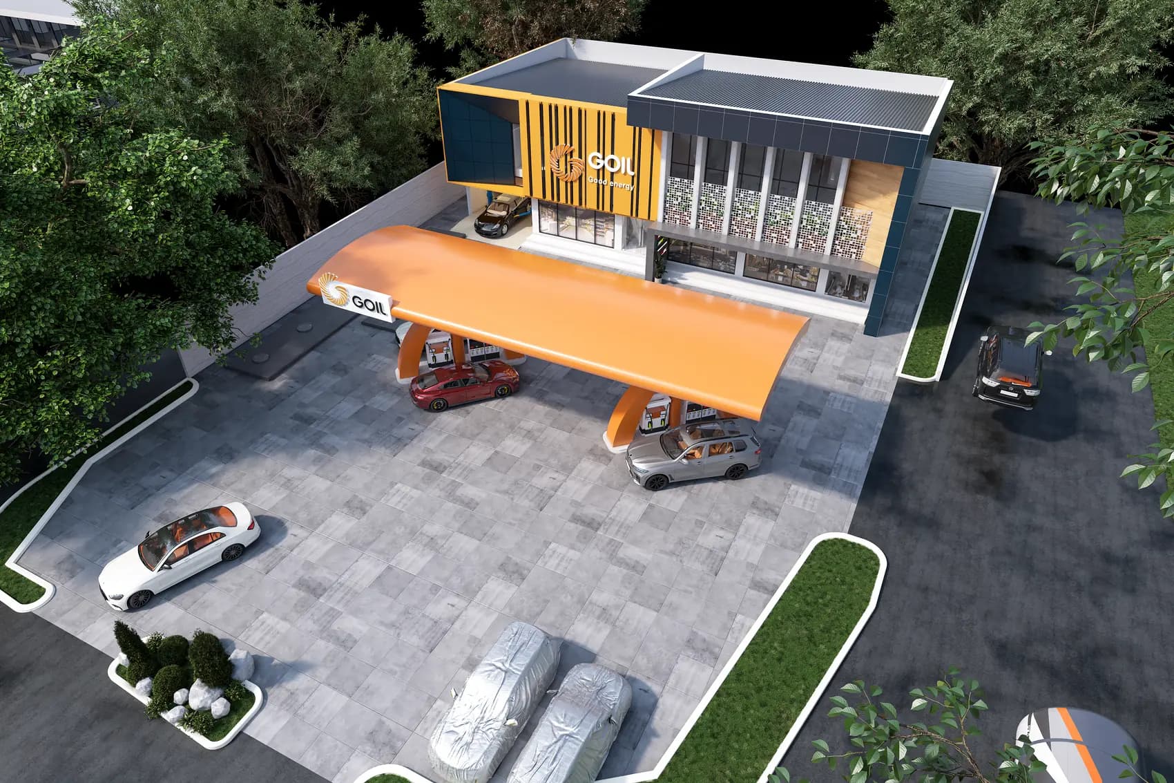 The Forecourt, Fuel station and retail — view