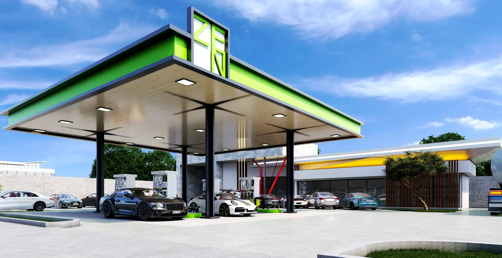 The Forecourt, Fuel station and retail — view